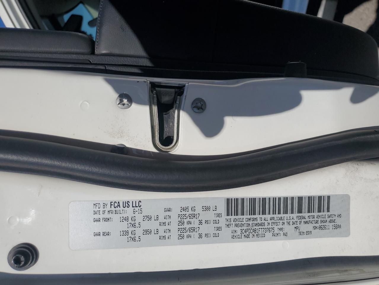 2015 Dodge Journey VIN 3C4PDCAB1FT737675 Copart auction photo, front end damage thumbnail 13