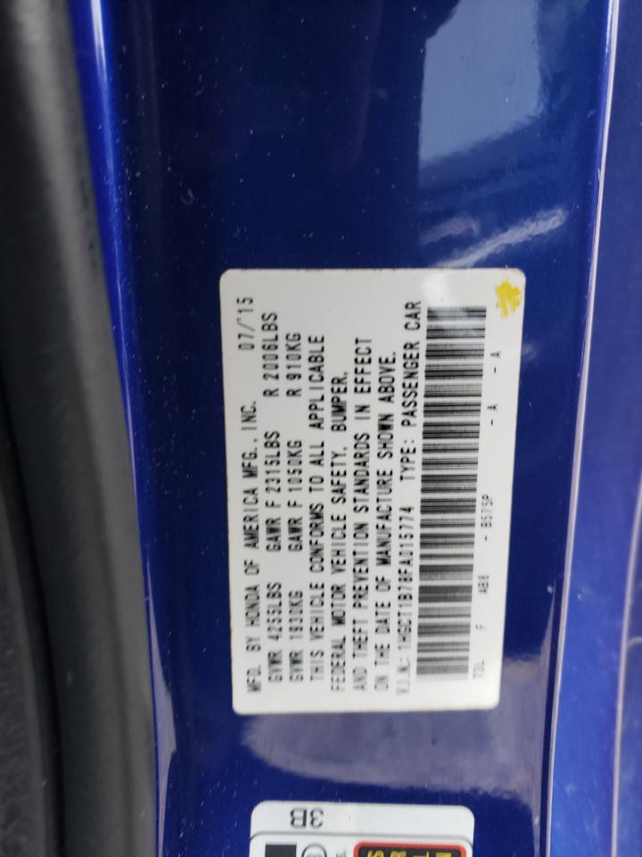 2015 Honda Accord VIN 1HGCT1B78FA015774 Copart auction photo, front end damage thumbnail 12
