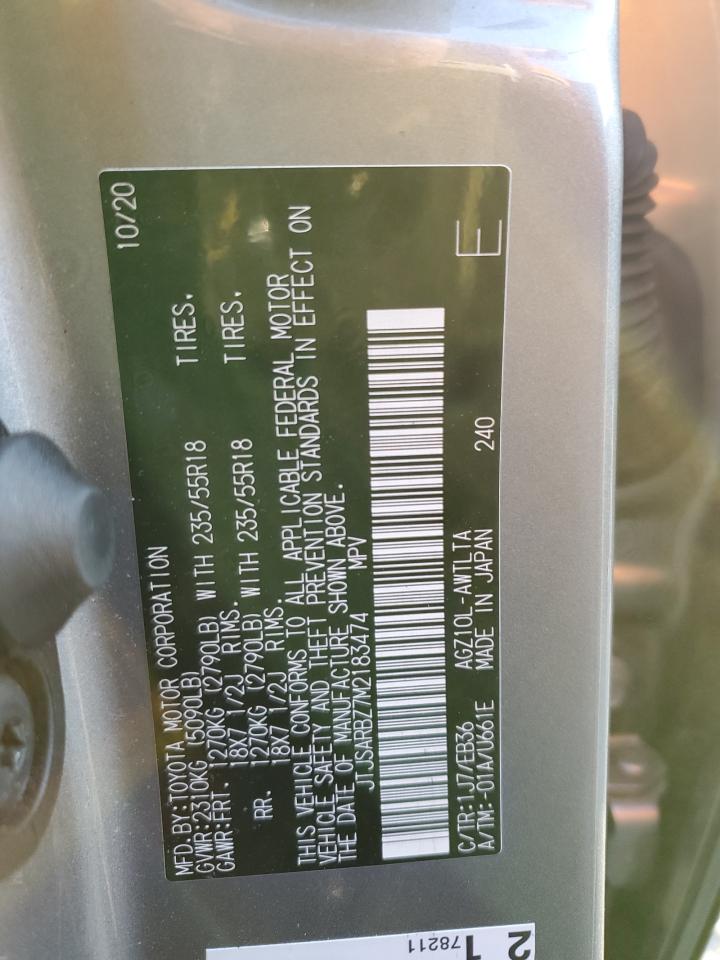 2021 Lexus NX VIN JTJSARBZ7M2183474 Copart auction photo, front end / side damage thumbnail 13