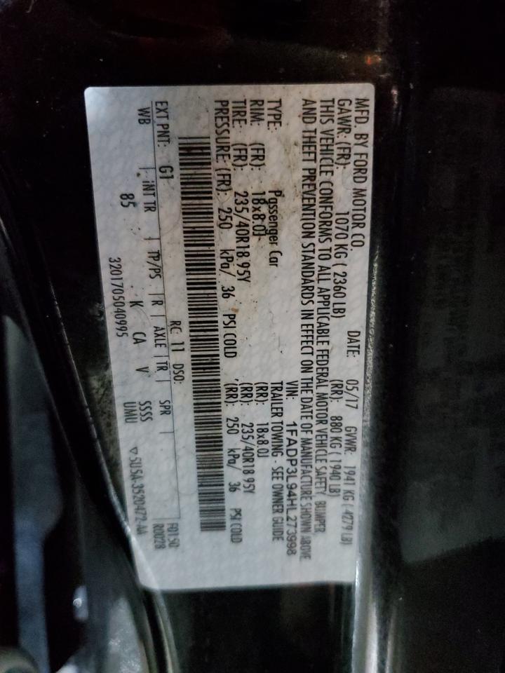 2017 Ford Focus VIN 1FADP3L94HL273998 Copart auction photo, side / minor dent/scratches damage thumbnail 13