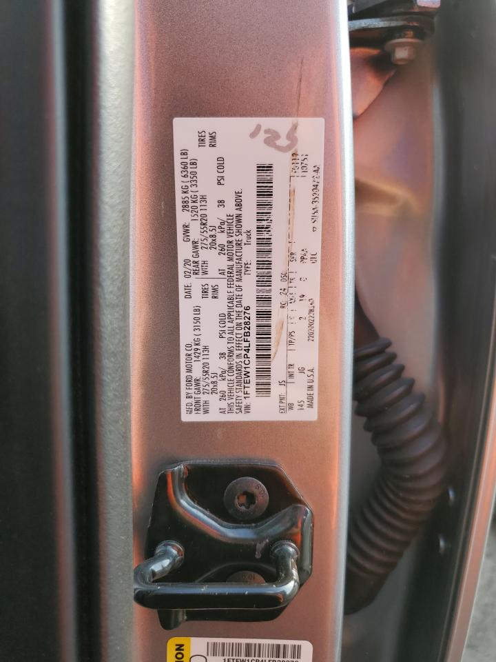 2020 Ford F-150 VIN 1FTEW1CP4LFB28276 Copart auction photo, water/flood damage thumbnail 13