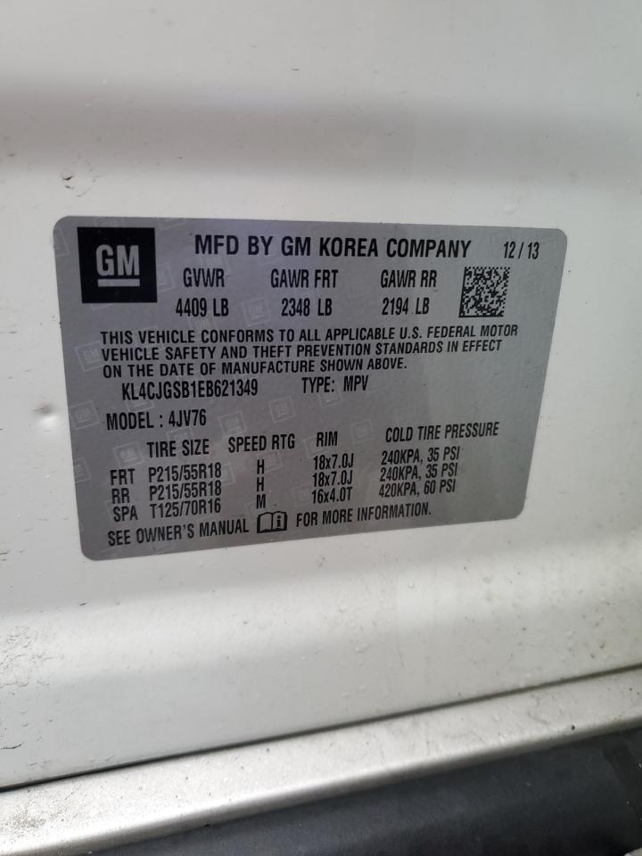 2014 Buick Encore VIN KL4CJGSB1EB621349 Copart auction photo, rear end / undercarriage damage thumbnail 13