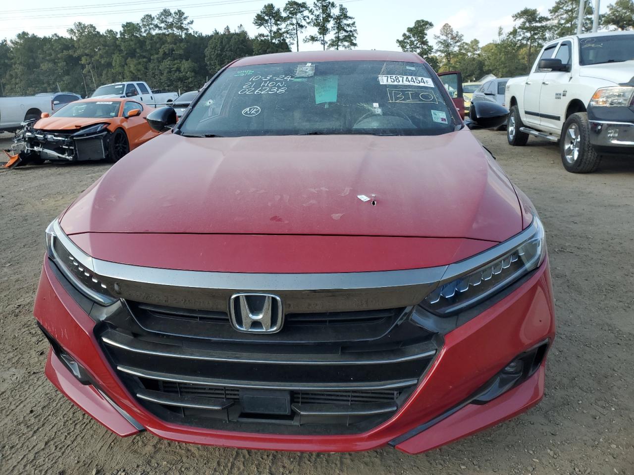 2021 Honda Accord VIN 1HGCV1F38MA026238 Copart auction photo, mechanical / vandalism damage thumbnail 5