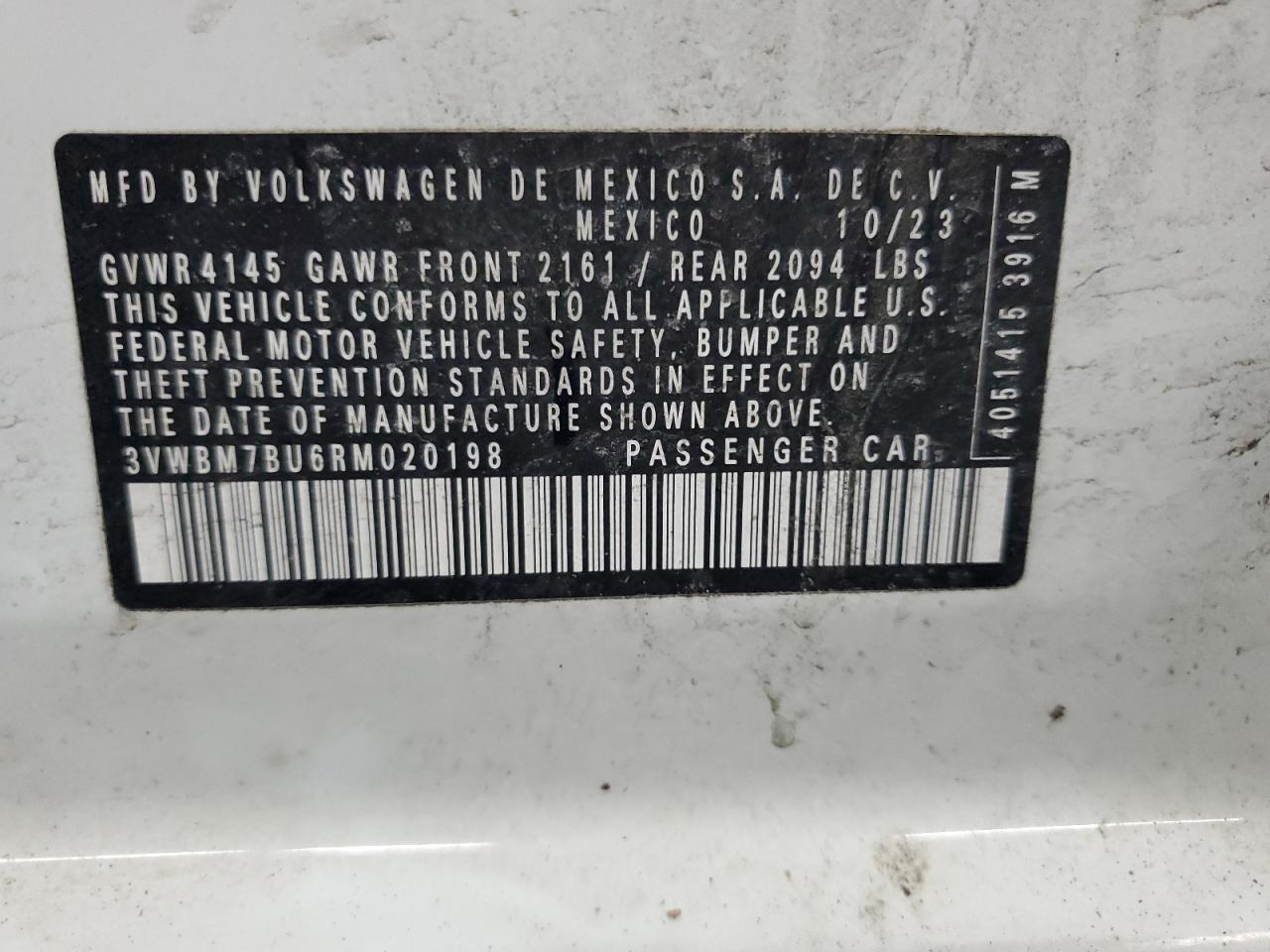 2024 Volkswagen Jetta VIN 3VWBM7BU6RM020198 Copart auction photo, front end damage thumbnail 15