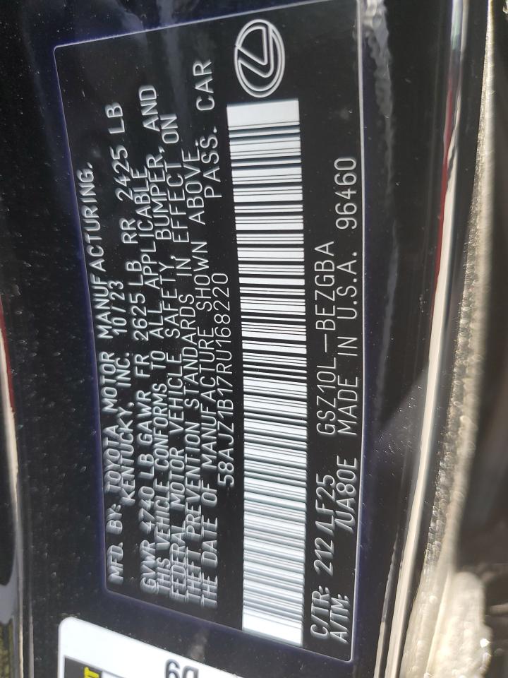 2024 Lexus ES VIN 58AJZ1B17RU168220 Copart auction photo, front end / side damage thumbnail 12