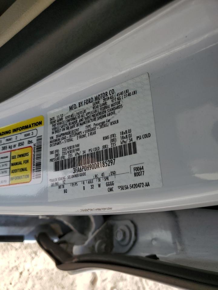 2013 Ford Fusion VIN 3FA6P0H90DR185297 Copart auction photo, front end / side damage thumbnail 12
