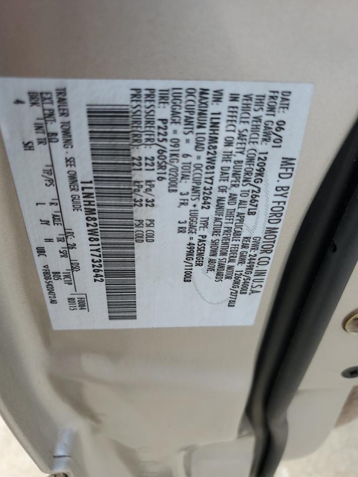 2001 Lincoln Town Car VIN 1LNHM82W81Y732642 Copart auction photo, front end damage thumbnail 14