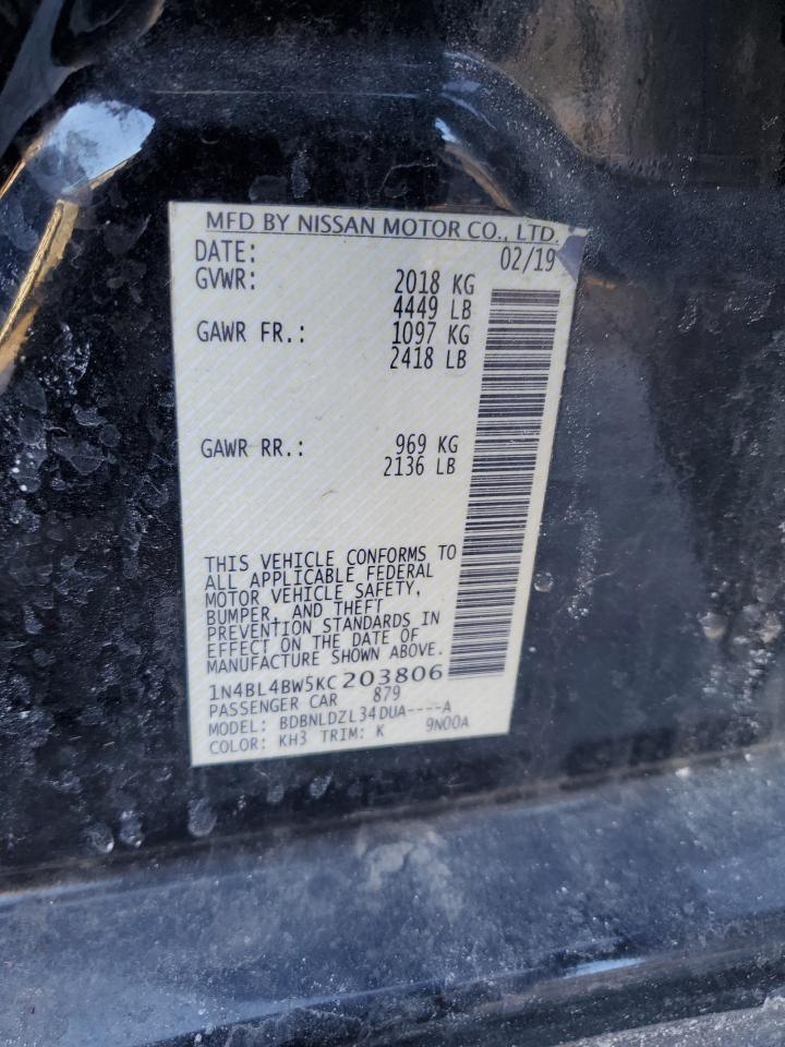 2019 Nissan Altima VIN 1N4BL4BW5KC203806 Copart auction photo, front end / side damage thumbnail 13