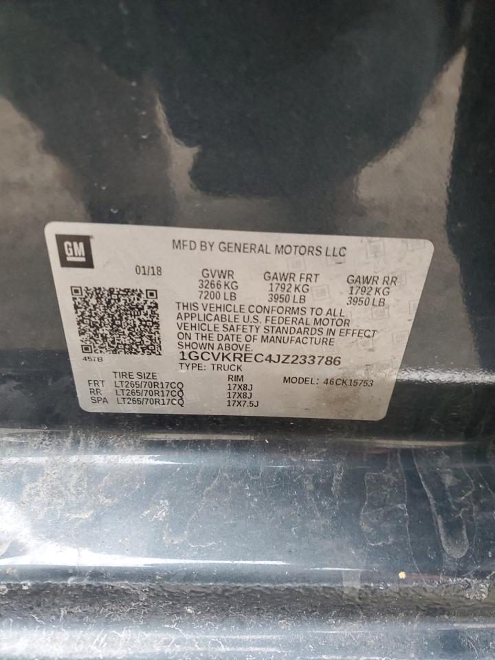2018 Chevrolet Silverado VIN 1GCVKREC4JZ233786 Copart auction photo, mechanical / rear end damage thumbnail 12