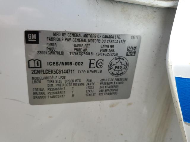 2012 Chevrolet Equinox VIN 2GNFLCEK5C6144711 Copart auction photo, mechanical / side damage thumbnail 13