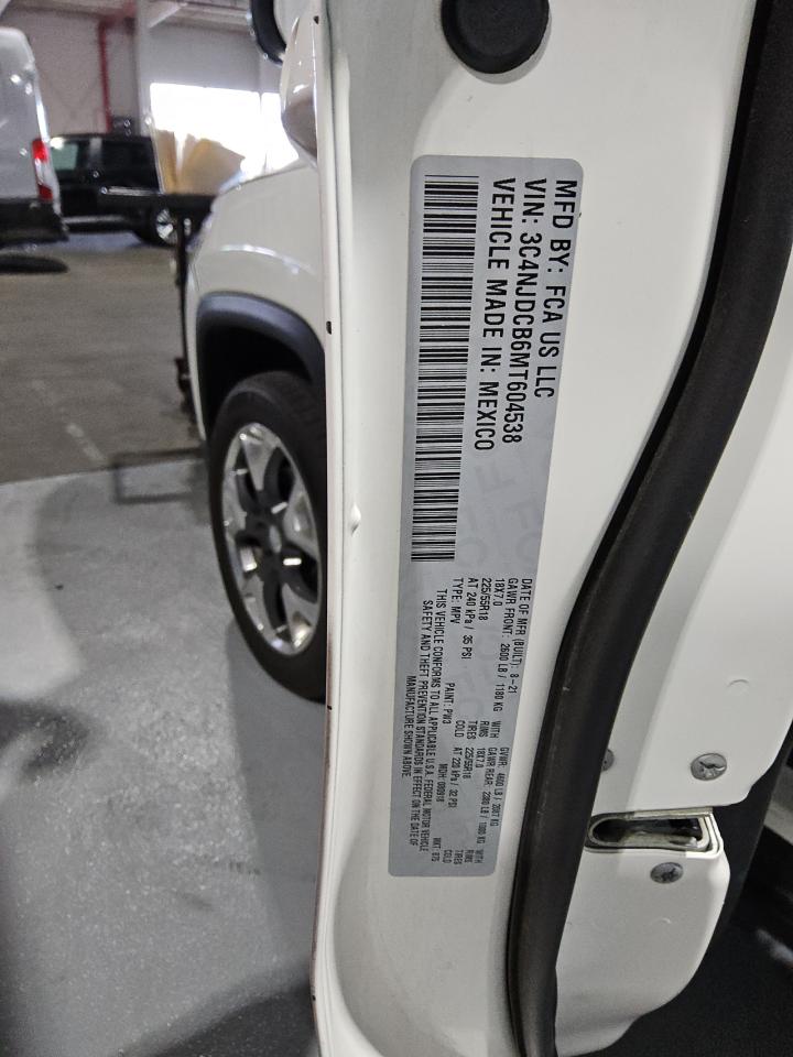 2021 Jeep Compass VIN 3C4NJDCB6MT604538 Copart auction photo, side damage thumbnail 14
