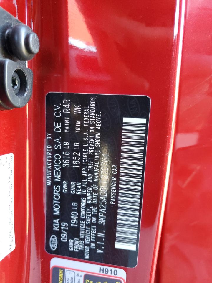 2020 KIA Rio VIN 3KPA25AD8LE270764 Copart auction photo, all over damage thumbnail 12