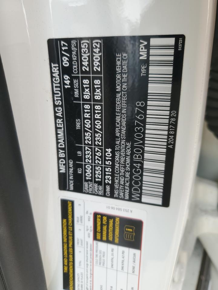 2018 Mercedes-Benz GLC VIN WDC0G4JB0JV037678 Copart auction photo, front end damage thumbnail 13