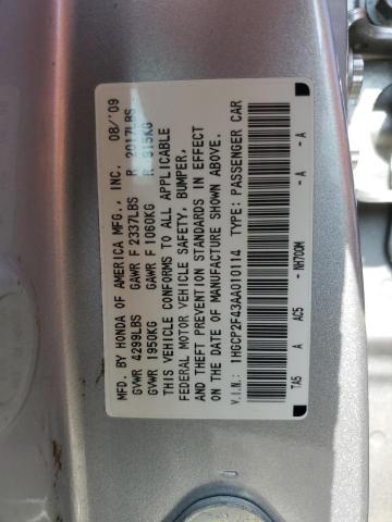 2010 Honda Accord VIN 1HGCP2F43AA010114 Copart auction photo, front end damage thumbnail 12