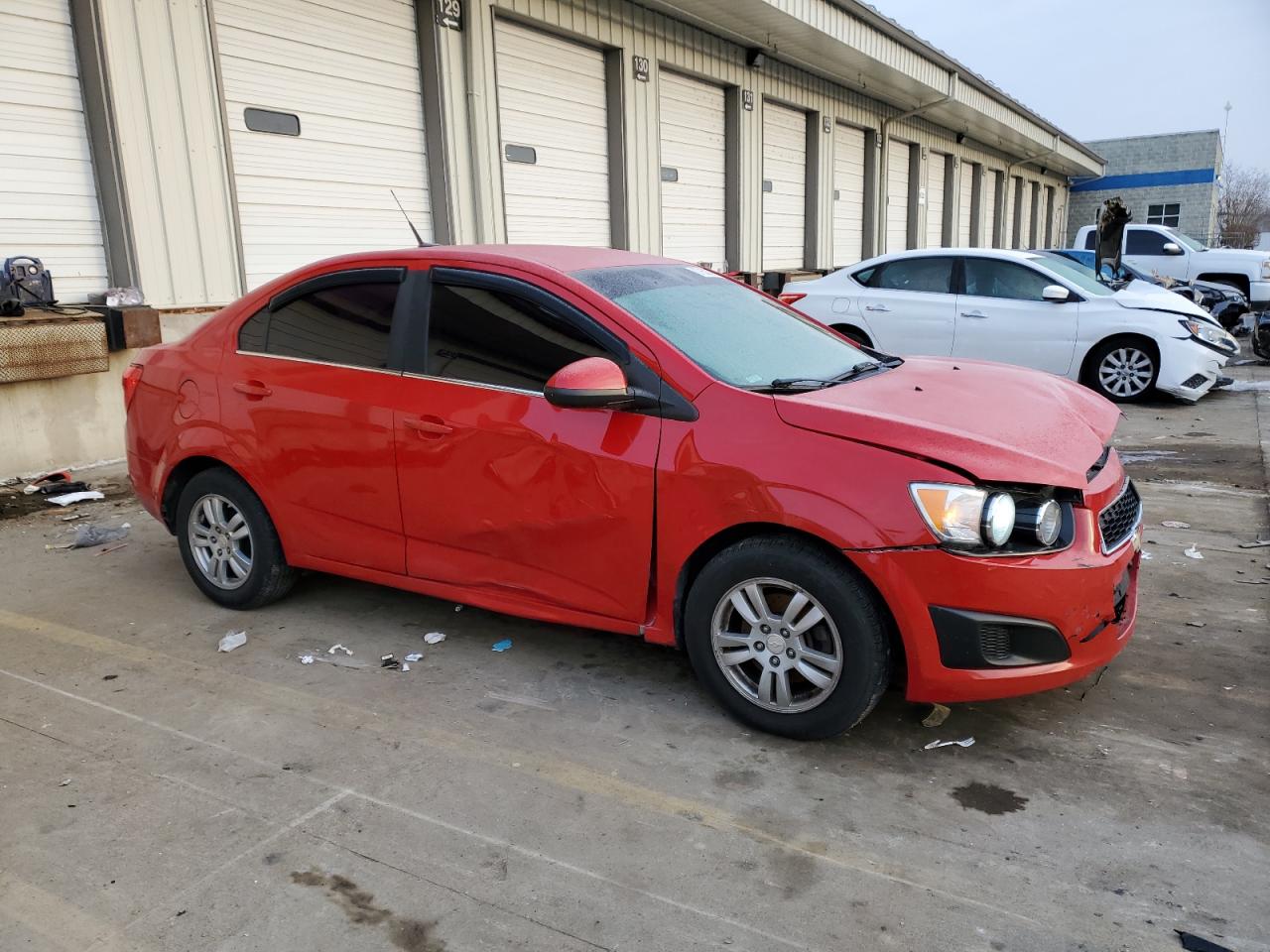 2013 Chevrolet Sonic VIN 1G1JC5SH3D4204696 Copart auction photo, side / front end damage thumbnail 4