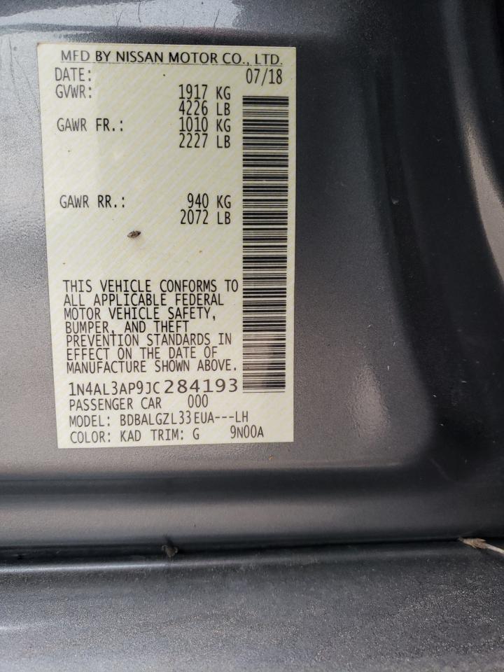 2018 Nissan Altima VIN 1N4AL3AP9JC284193 Copart auction photo, front end damage thumbnail 15