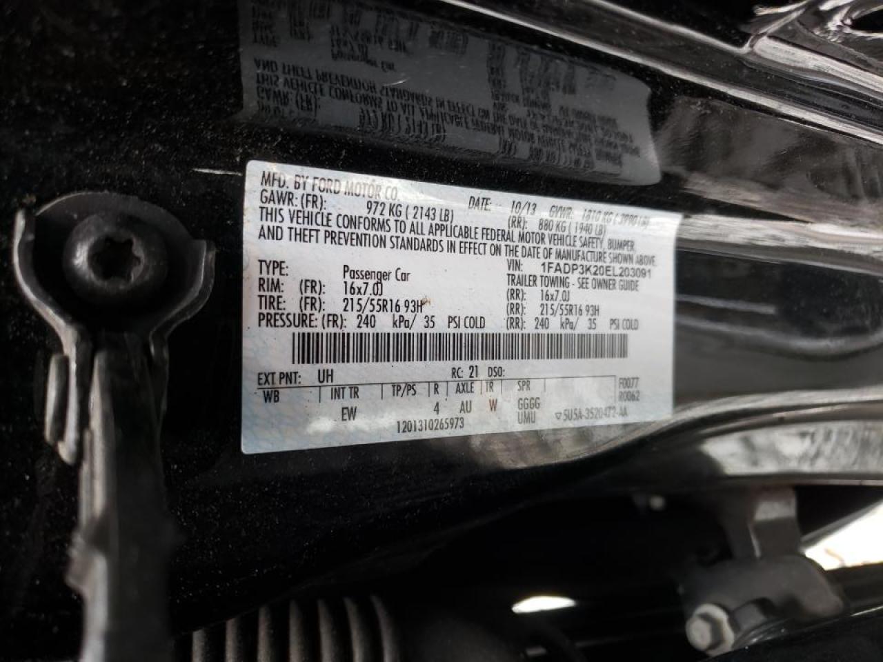 2014 Ford Focus VIN 1FADP3K20EL203091 Copart auction photo, front end damage thumbnail 12