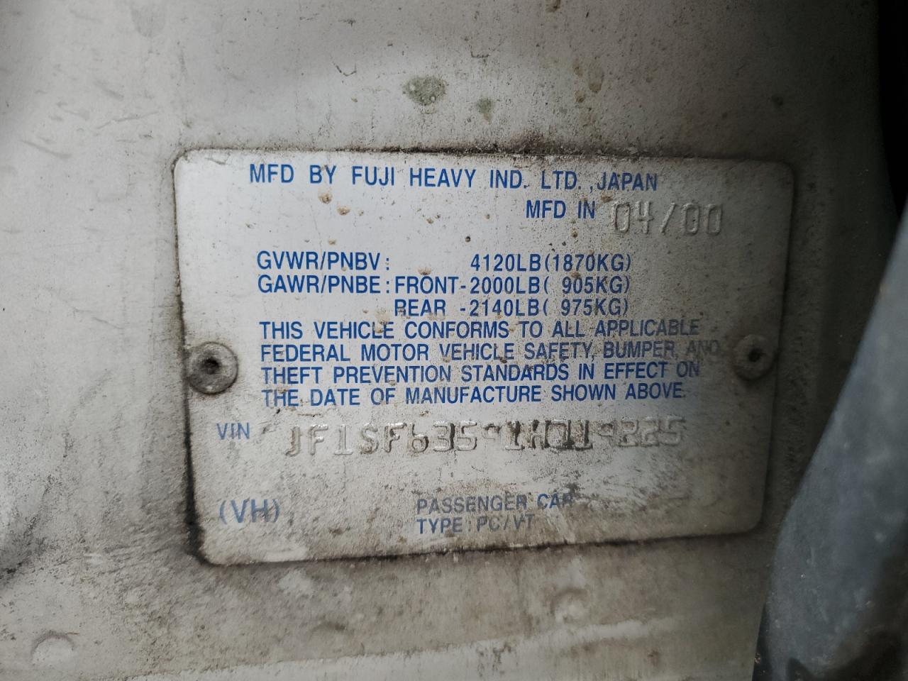 2001 Subaru Forester VIN JF1SF63591H719225 Copart auction photo, all over damage thumbnail 15
