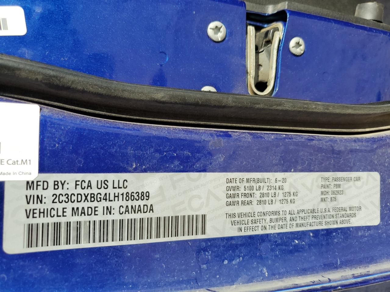 2020 Dodge Charger VIN 2C3CDXBG4LH186389 Copart auction photo, water/flood damage thumbnail 12