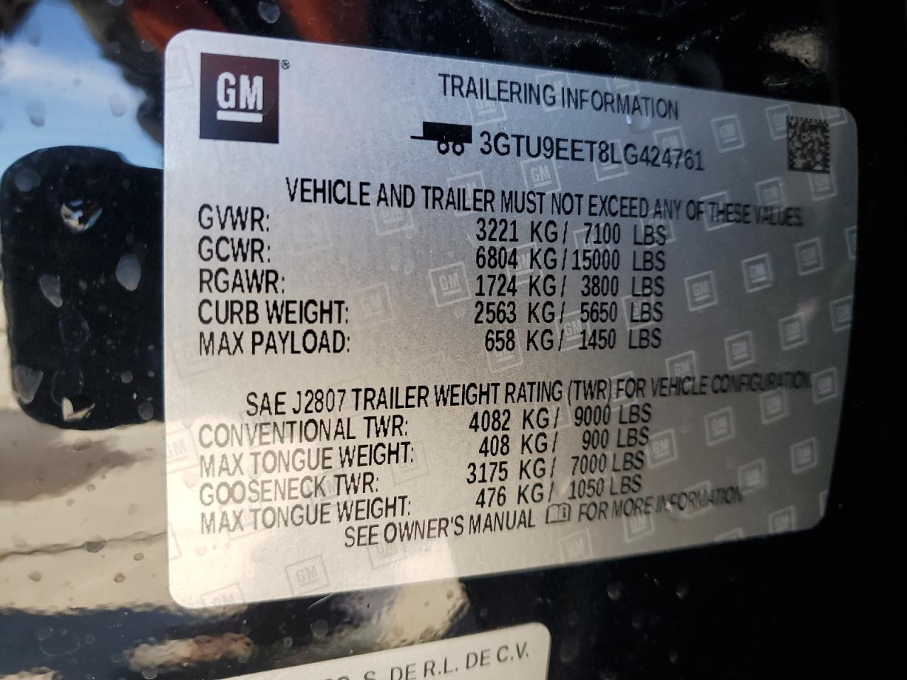 2020 GMC Sierra VIN 3GTU9EET8LG424761 Copart auction photo, front end damage thumbnail 13