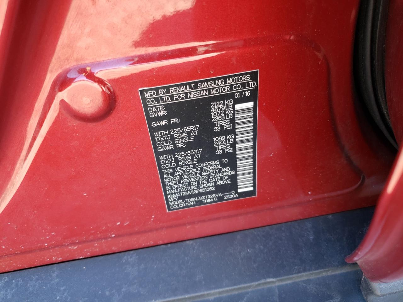 2016 Nissan Rogue VIN KNMAT2MV1GP651362 Copart auction photo, rear end damage thumbnail 13