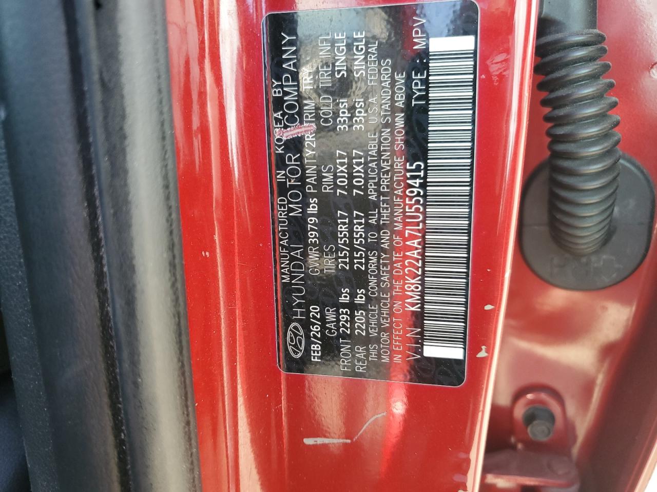 2020 Hyundai Kona VIN KM8K22AA7LU559415 Copart auction photo, front end damage thumbnail 16