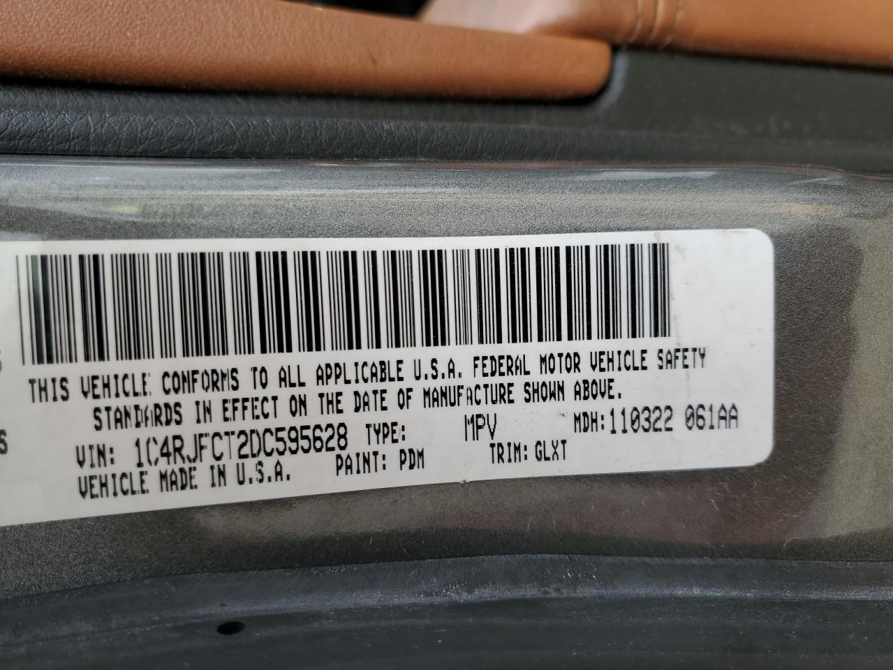 2013 Jeep Grand Cherokee VIN 1C4RJFCT2DC595628 Copart auction photo, water/flood damage thumbnail 14