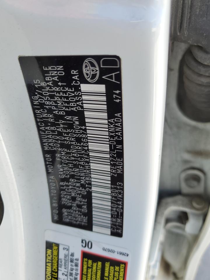 2015 Toyota Corolla VIN 2T1BURHEXFC466874 Copart auction photo, side / minor dent/scratches damage thumbnail 12