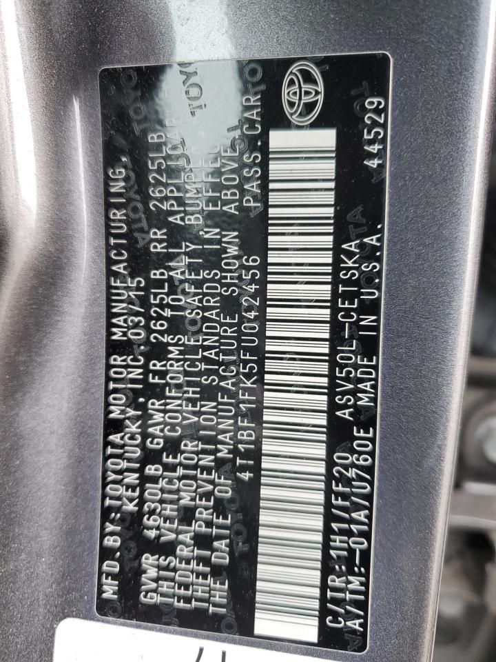 2015 Toyota Camry VIN 4T1BF1FK5FU042456 Copart auction photo, all over damage thumbnail 14