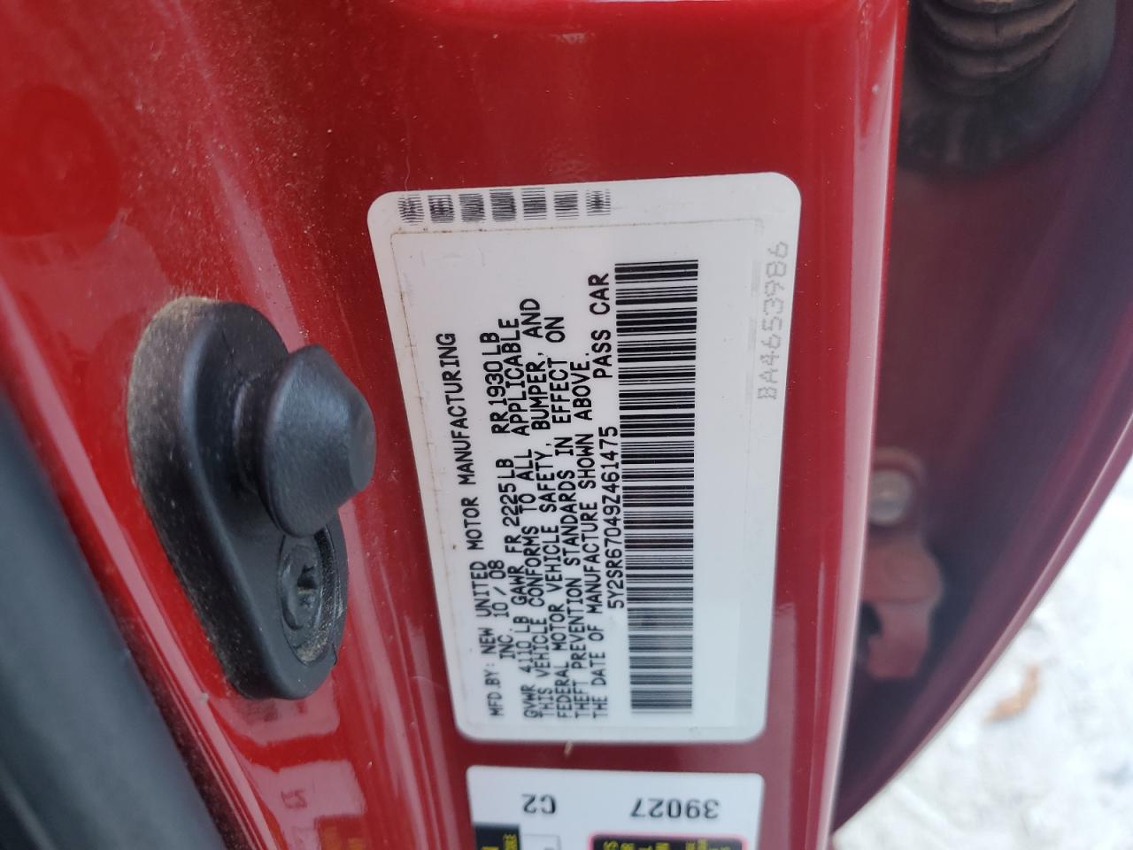2009 Pontiac Vibe VIN 5Y2SR67049Z461475 Copart auction photo, side damage thumbnail 12