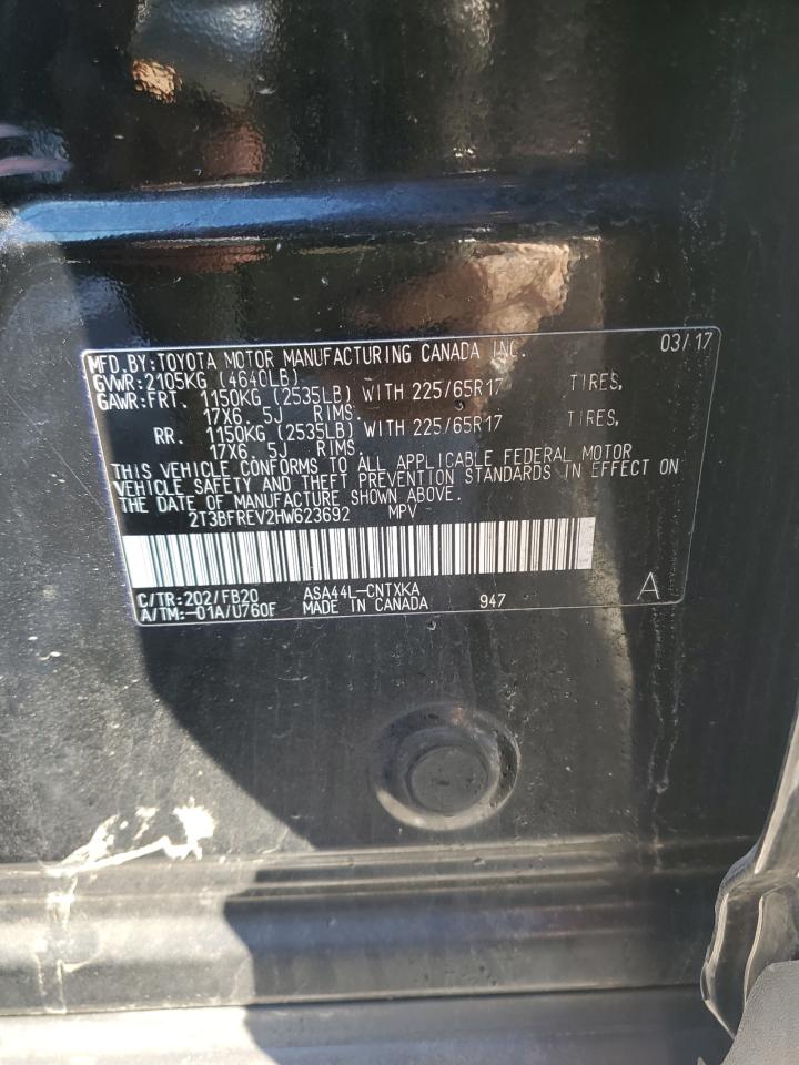 2017 Toyota RAV 4 VIN 2T3BFREV2HW623692 Copart auction photo, side damage thumbnail 13