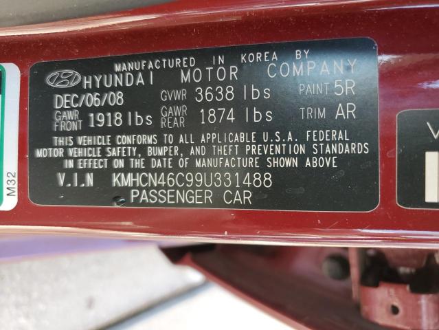 2009 Hyundai Accent VIN KMHCN46C99U331488 Copart auction photo, hail / minor dent/scratches damage thumbnail 12