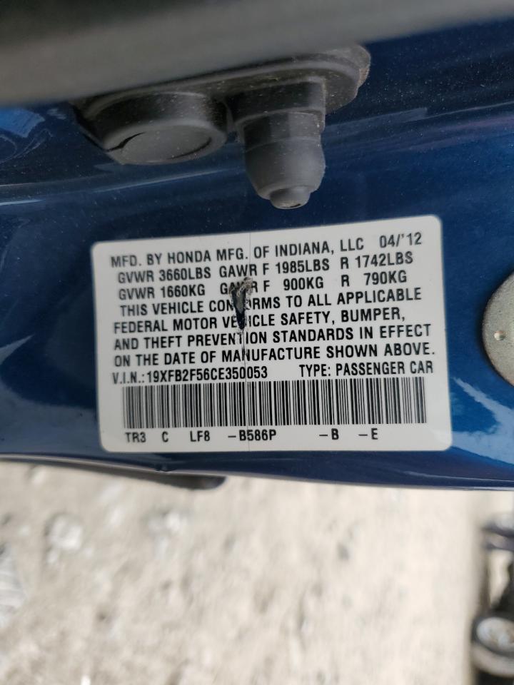 2012 Honda Civic VIN 19XFB2F56CE350053 Copart auction photo, all over damage thumbnail 14