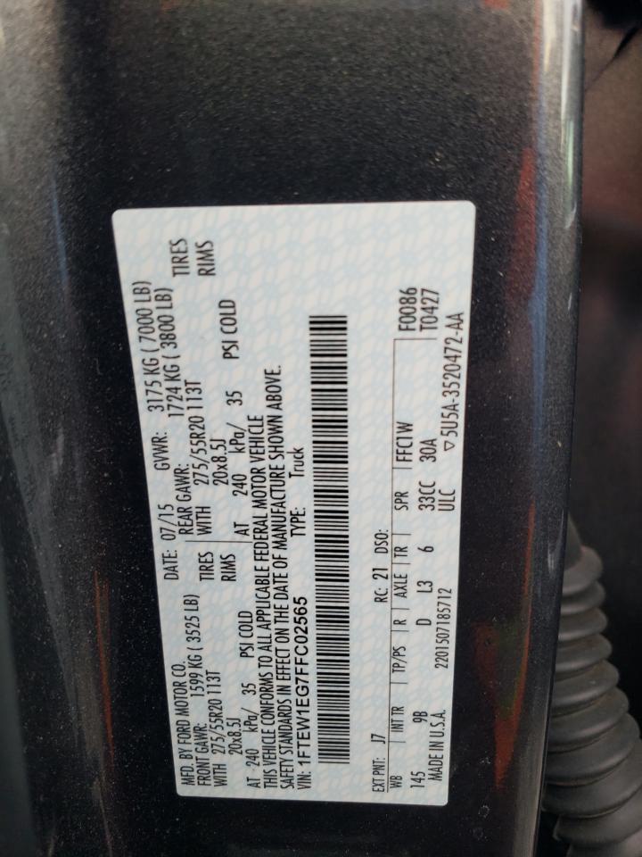 2015 Ford F-150 VIN 1FTEW1EG7FFC02565 Copart auction photo, frame damage / front end damage thumbnail 13