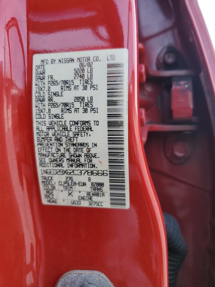 2002 Nissan Navara (Frontier) VIN 1N6ED29X62C378666 Copart auction photo, normal wear damage thumbnail 12