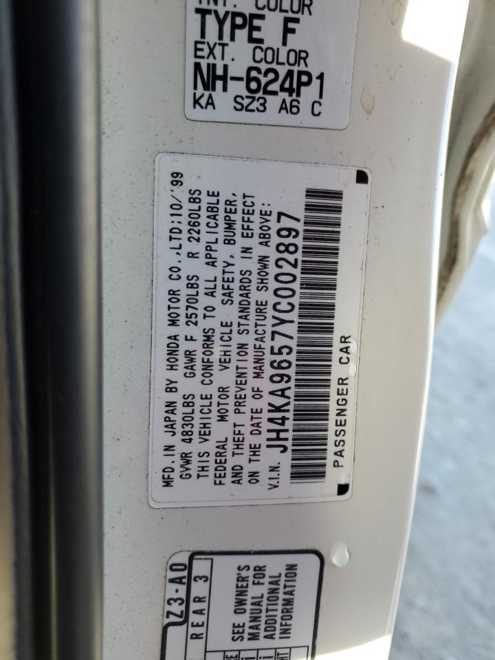 2000 Acura RL VIN JH4KA9657YC002897 Copart auction photo, front end damage thumbnail 12