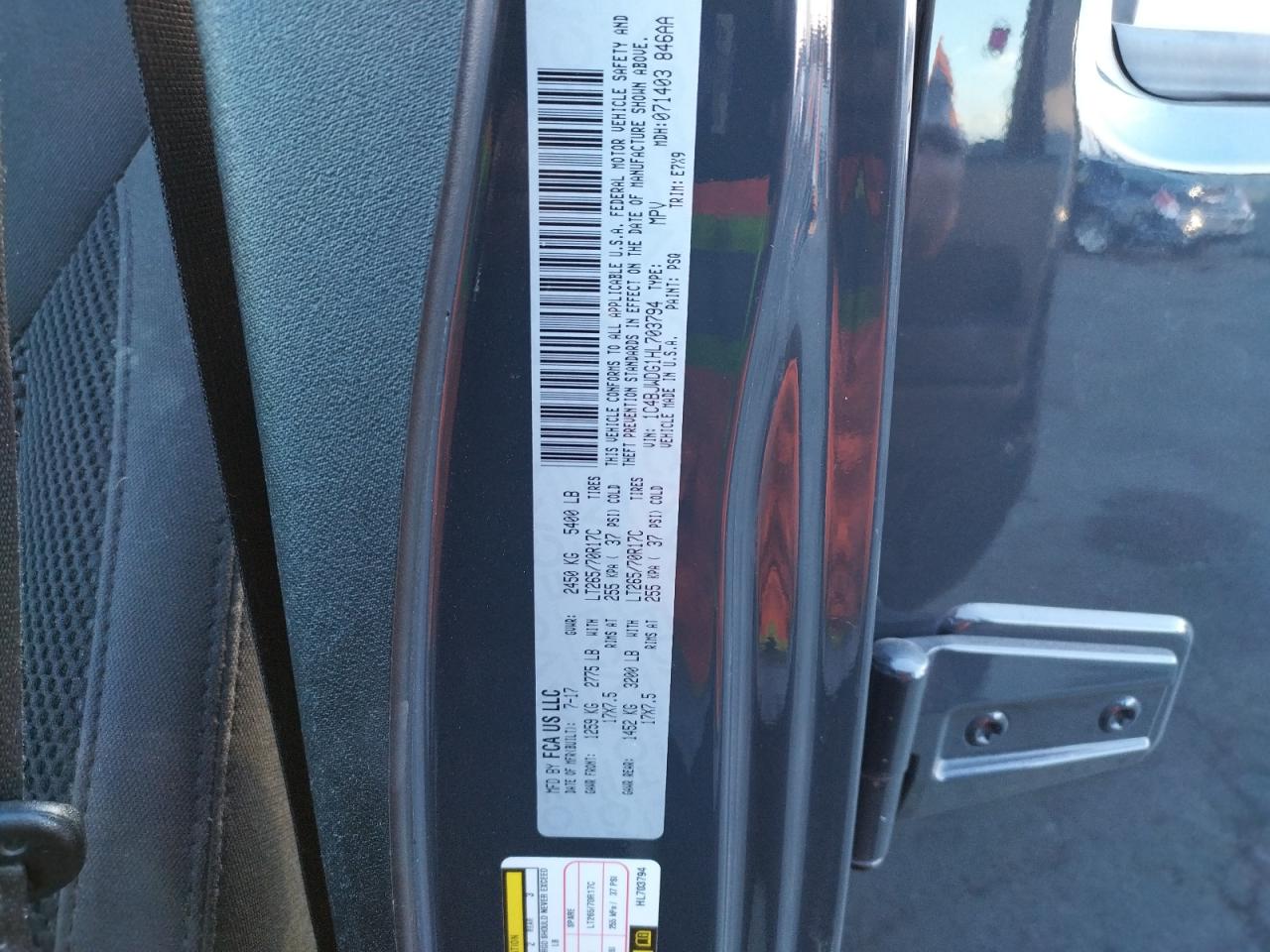 2017 Jeep Wrangler VIN 1C4BJWDG1HL703794 Copart auction photo, rear end / front end damage thumbnail 16