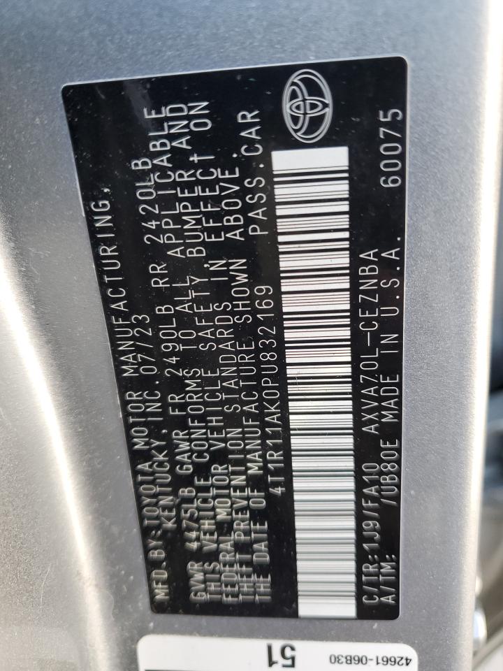 2023 Toyota Camry VIN 4T1R11AK0PU832169 Copart auction photo, rear end damage thumbnail 13