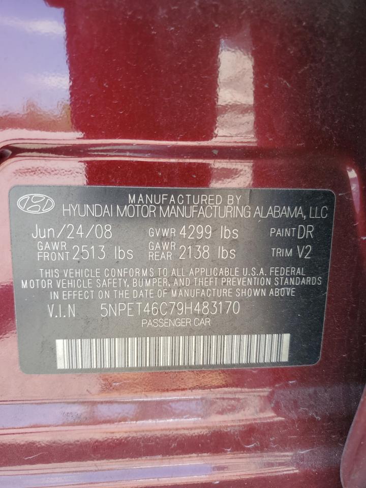 2009 Hyundai Sonata VIN 5NPET46C79H483170 Copart auction photo, front end damage thumbnail 14
