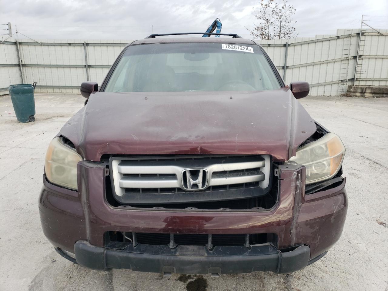 2007 Honda Pilot VIN 2HKYF18787H539438 Copart auction photo, front end damage thumbnail 5