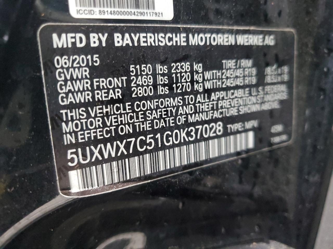 2016 BMW X3 VIN 5UXWX7C51G0K37028 Copart auction photo, front end / undercarriage damage thumbnail 13