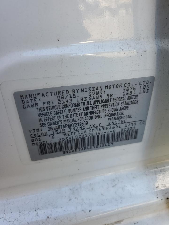 2019 Nissan Sentra VIN 3N1AB7AP6KY212609 Copart auction photo, front end damage thumbnail 14