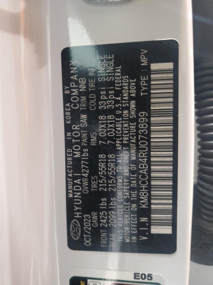 2024 Hyundai Kona VIN KM8HCCAB4RU073899 Copart auction photo, front end / side damage thumbnail 14