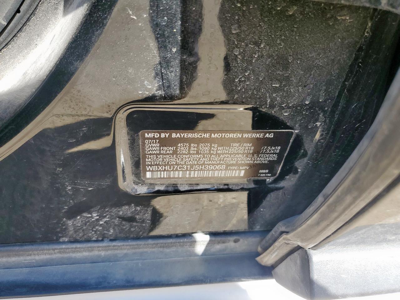 2018 BMW X1 VIN WBXHU7C31J5H39068 Copart auction photo, front end damage thumbnail 15