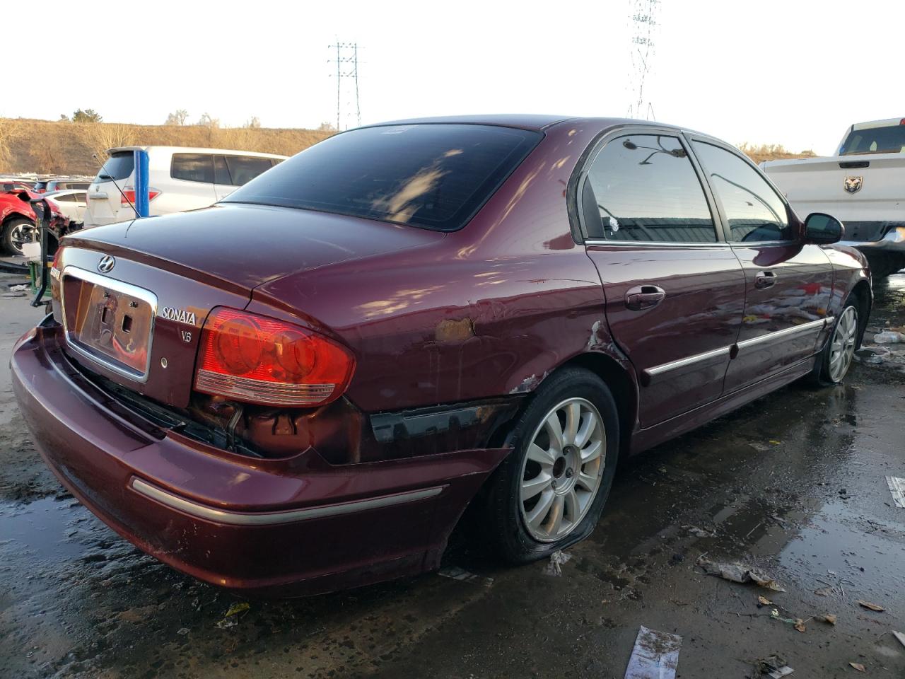 2005 Hyundai Sonata VIN KMHWF35H95A147441 Copart auction photo, rear end / hail damage thumbnail 3