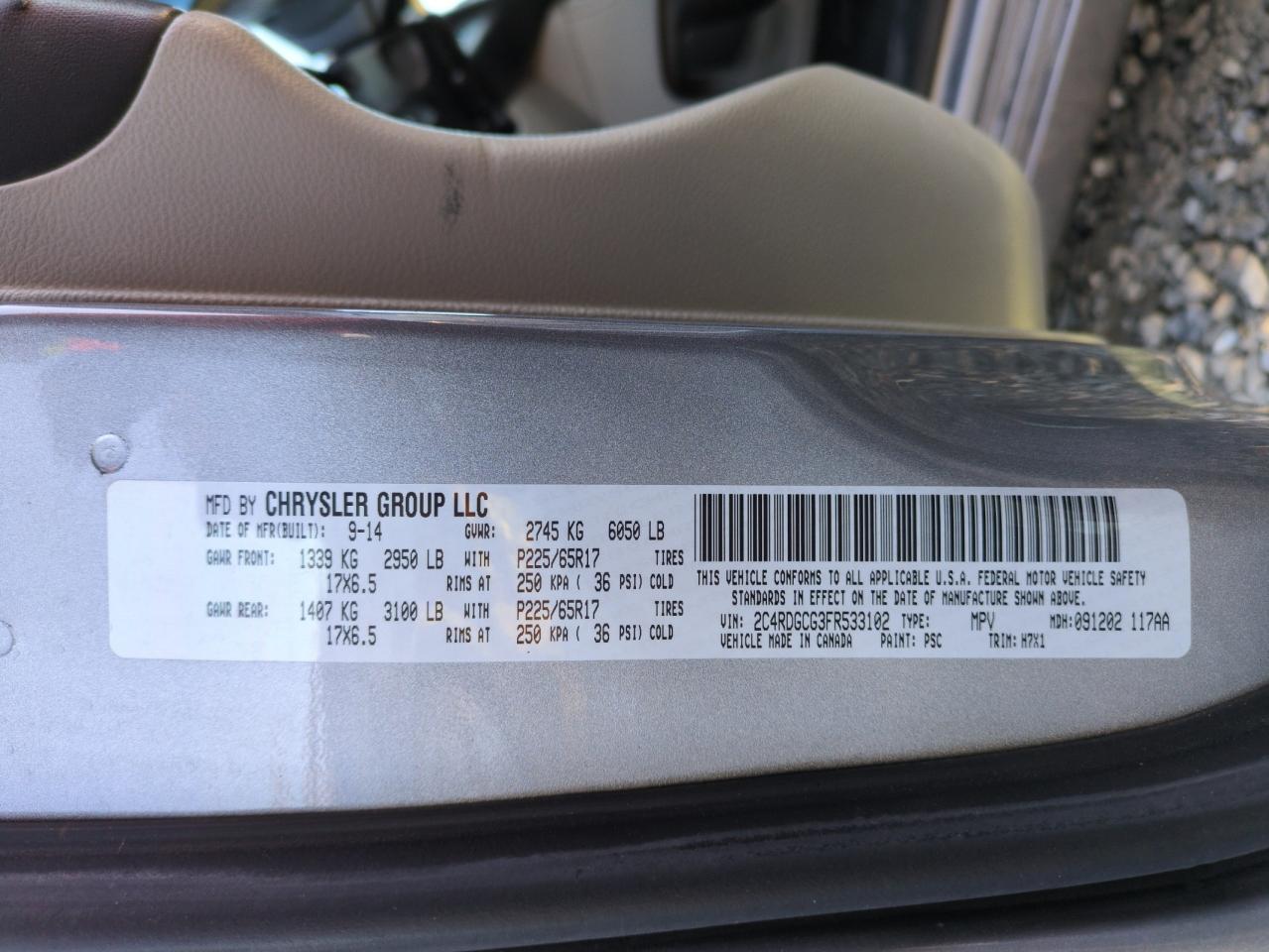 2015 Dodge Caravan VIN 2C4RDGCG3FR533102 Copart auction photo, front end damage thumbnail 13