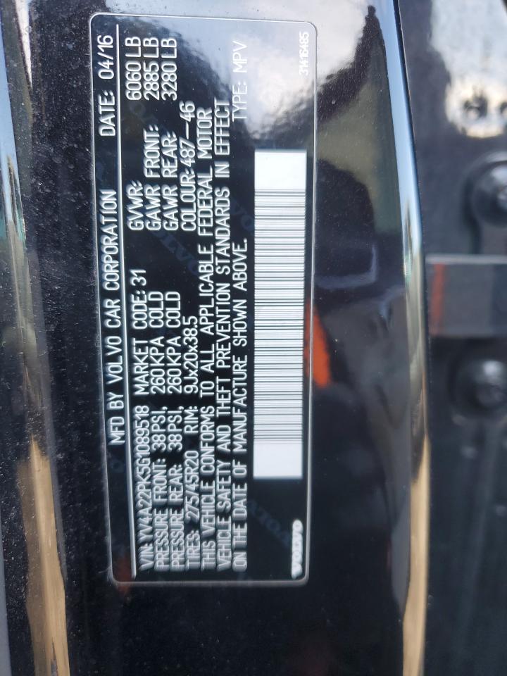 2016 Volvo XC90 VIN YV4A22PK5G1089518 Copart auction photo, minor dent/scratches damage thumbnail 13
