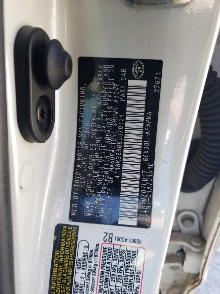 2006 Toyota Avalon VIN 4T1BK36B06U070124 Copart auction photo, side / minor dent/scratches damage thumbnail 12
