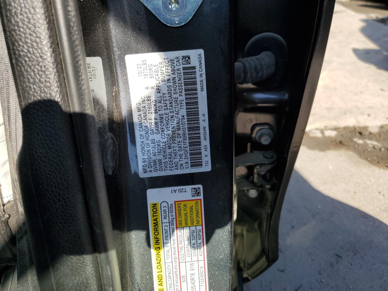 2024 Honda Civic VIN 2HGFE1F99RH310794 Copart auction photo, front end damage thumbnail 13