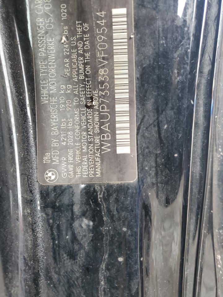 2008 BMW 1er VIN WBAUP73538VF09544 Copart auction photo, undercarriage damage thumbnail 12